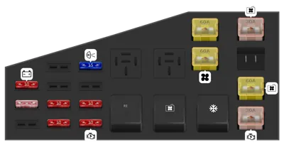 Caja de fusibles del compartimento del motor, lado derecho