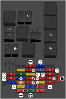 Caja de fusibles y relevadores (debajo del tablero de instrumentos)