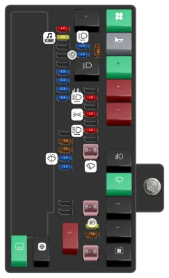Caja de fusibles del compartimento del motor (lado del pasajero)
