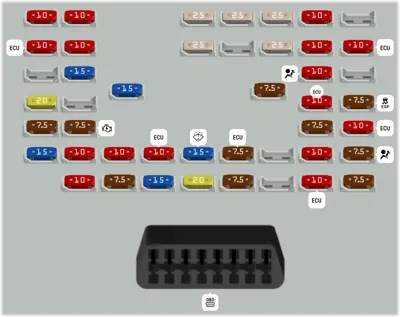 Panel de fusibles del lado del conductor.