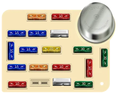 Diagrama de la Caja de Fusibles del Compartimiento de Pasajeros