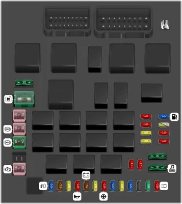Caja de fusibles en el motor