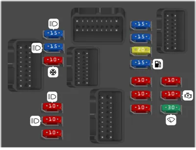 Caja de fusibles en el compartimento del motor