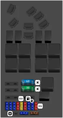 Asignación de fusibles – Caja de fusibles en el motor