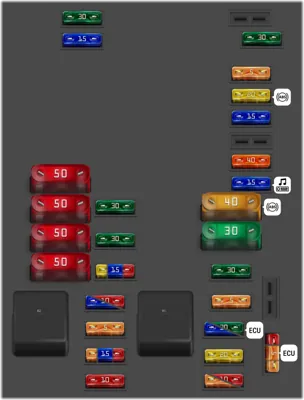 Distribución de fusibles en el vano motor