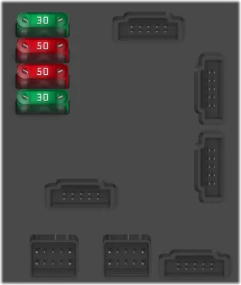 Caja de fusibles del compartimiento de pasajeros (lado trasero)