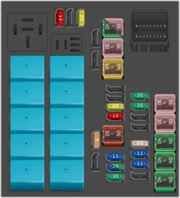 Caja de fusibles en el motor (K10C, K12C, K12M, K14C)