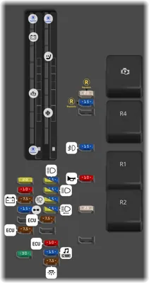 Caja de Fusibles del Compartimiento del Motor (motores 1KD-FTV, 5L-E)