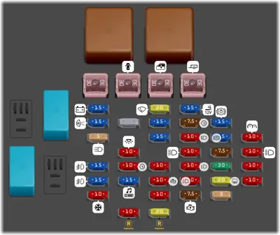 Caja de fusibles del tablero de instrumentos (12V)
