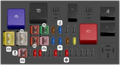 Compartimento del motor (sin sistema de luces de conducción diurna)