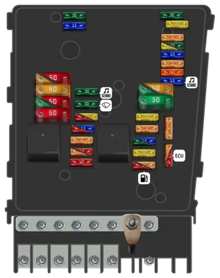 Caja de fusibles del compartimento del motor (Baja)