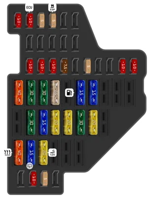 Caja de fusibles del lado del conductor [LHD] (hasta abril de 2010)