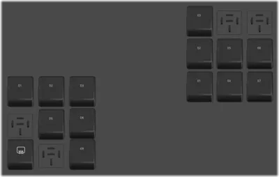 Ubicaciones de relés para E-box a la izquierda debajo del panel del tablero cerca de la consola central