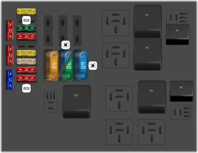 Caja de interruptores izquierda en el conducto de drenaje [motor 4.2 l gasolina (V8) FSI]