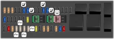 Fusibles - debajo del asiento delantero derecho